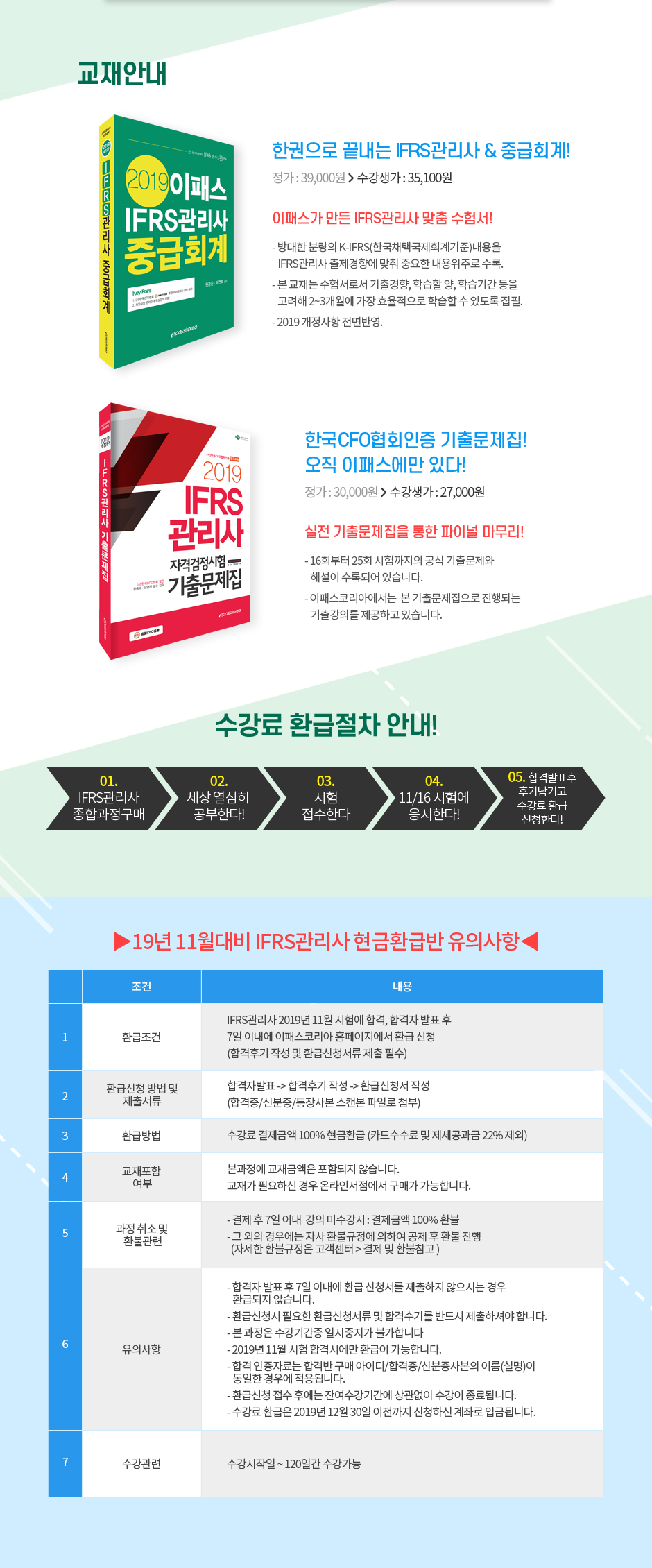 2019년 11월 시험대비 IFRS관리사 현금환급반 이벤트!