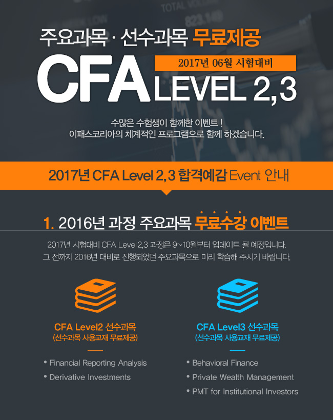 2017년 CFA LEVEL 2,3 합격예감 EVENT 안내