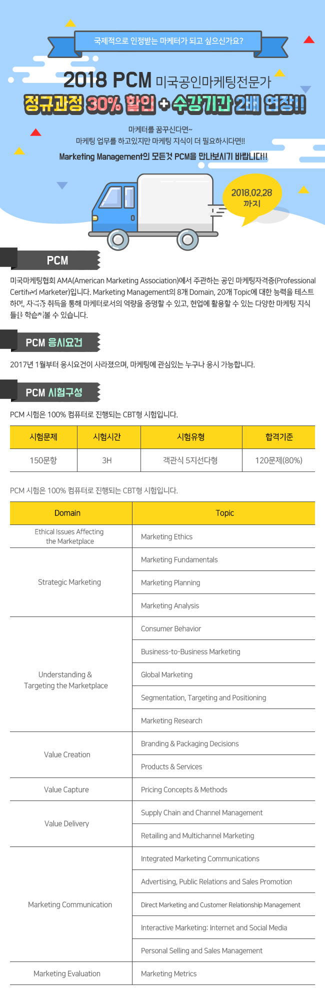 2018 PCM 정규과정30%할인+수강기간2배연장 EVENT!